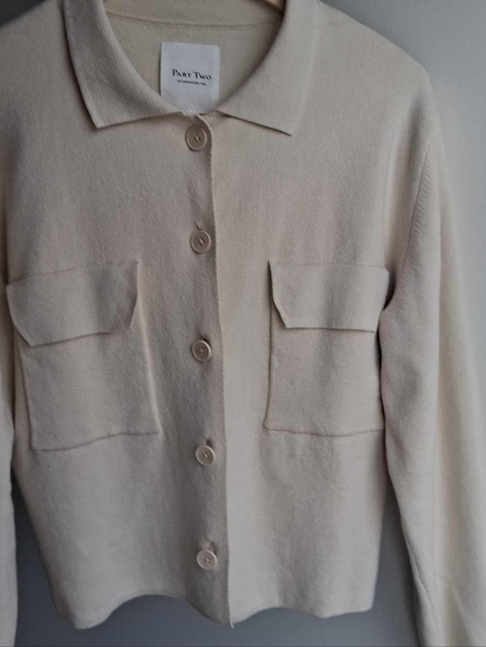 Part Two Frieda Cotton Cardigan Knit Jacket Size Large Pocket Collar Style EUC - Picture 3 of 11